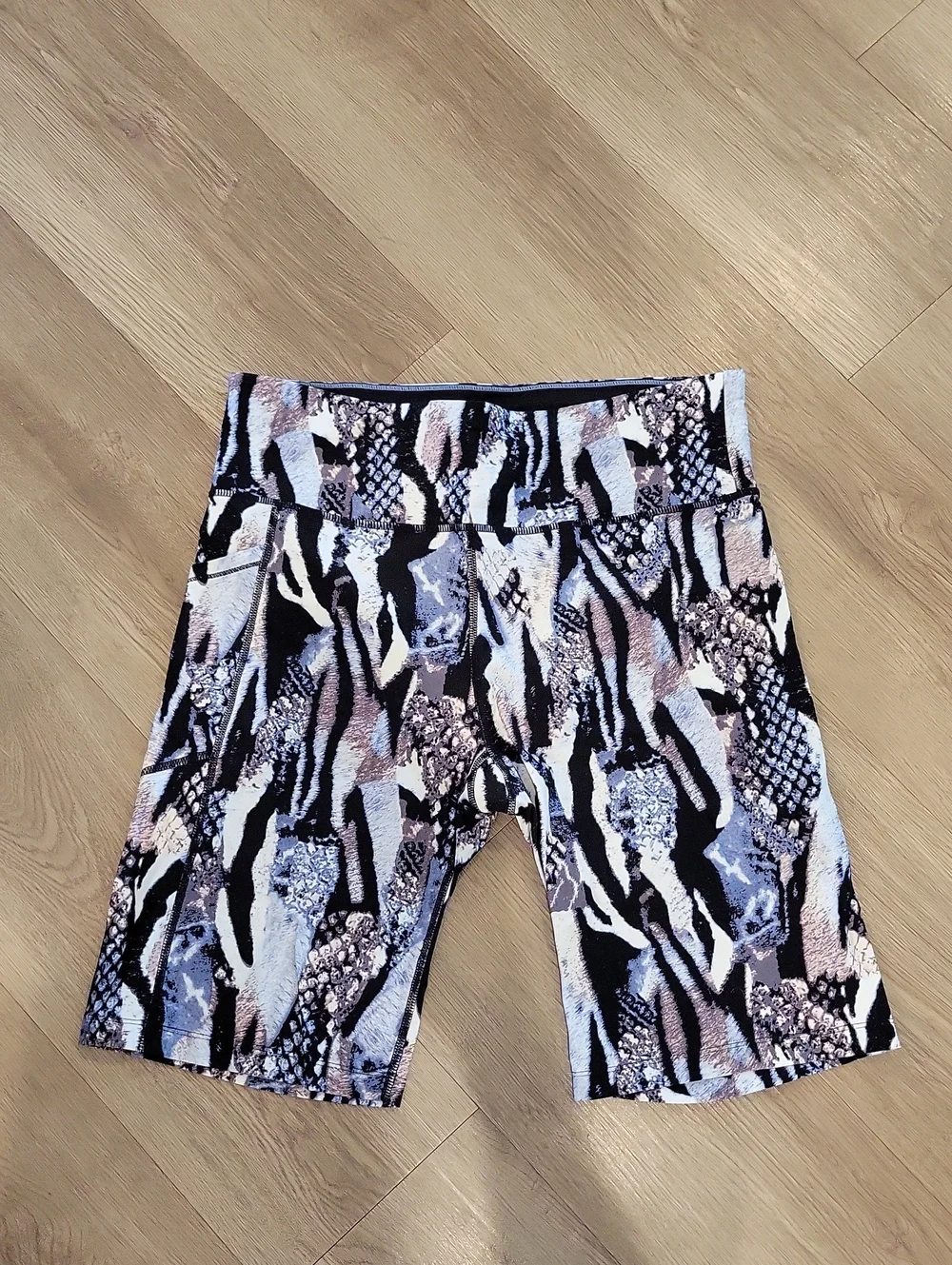 Calvin Klein Women’s Animal-Print Bike Shorts in Black, White, Taupe